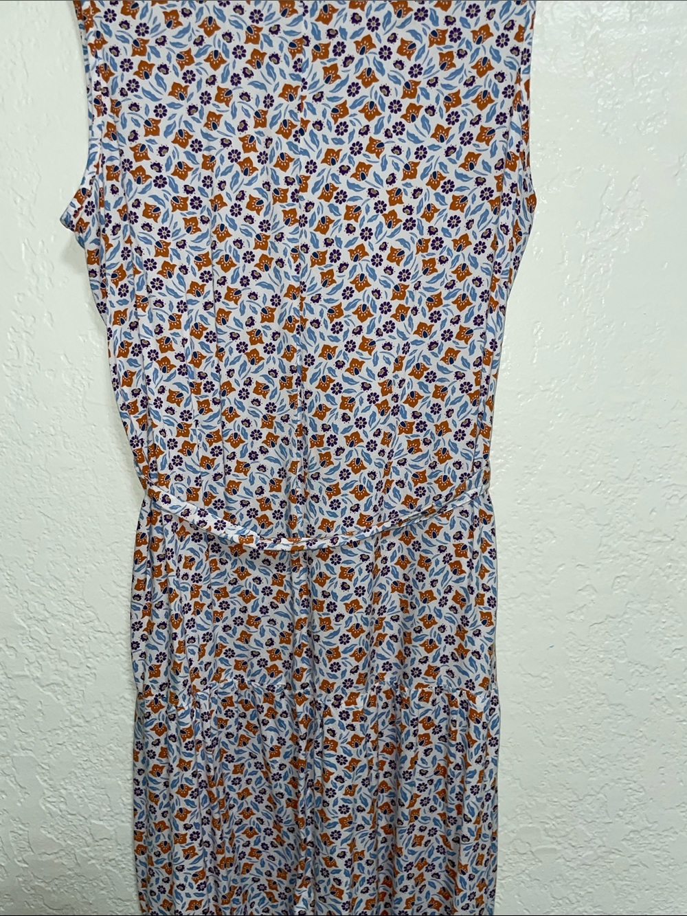 croft & barrow White Maxi Dress with Blue and Brown Floral Print - Picture 11 of 12